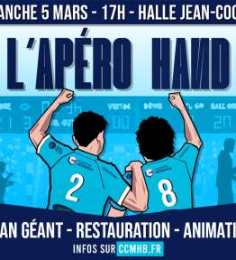 Rendez-vous à la Halle pour l'Apéro Hand, à l'occasion du match Nîmes/Chartres le 05/03
